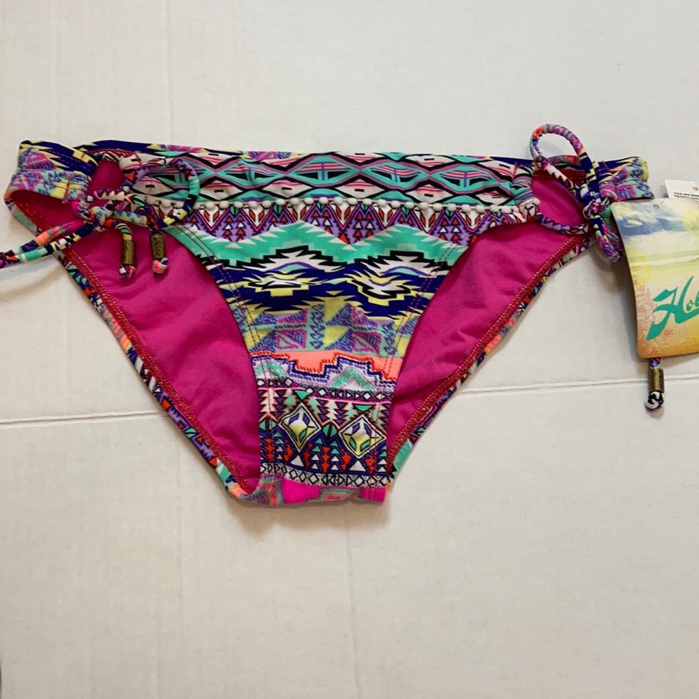 *Hobie New Multicolor Aztec Print Medium Bikini Bottoms with Side Ties A58